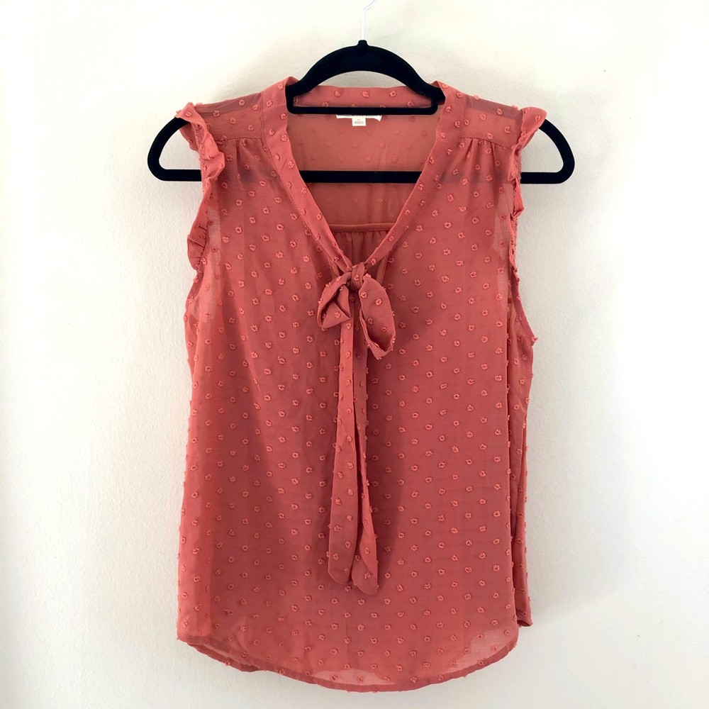EM Blush Tie Neck Blouse